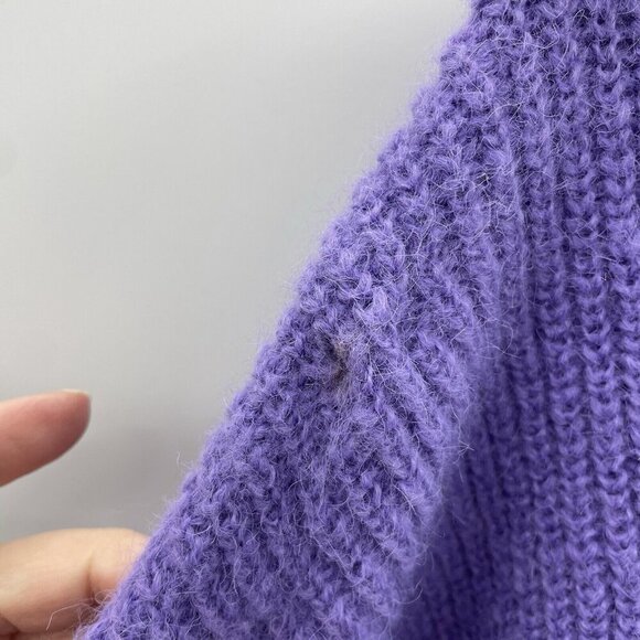 On 34th Womens Plus Size 0X Chunky-Knit Crewneck Sweater Bright Iris Purple 160 - Picture 4 of 7